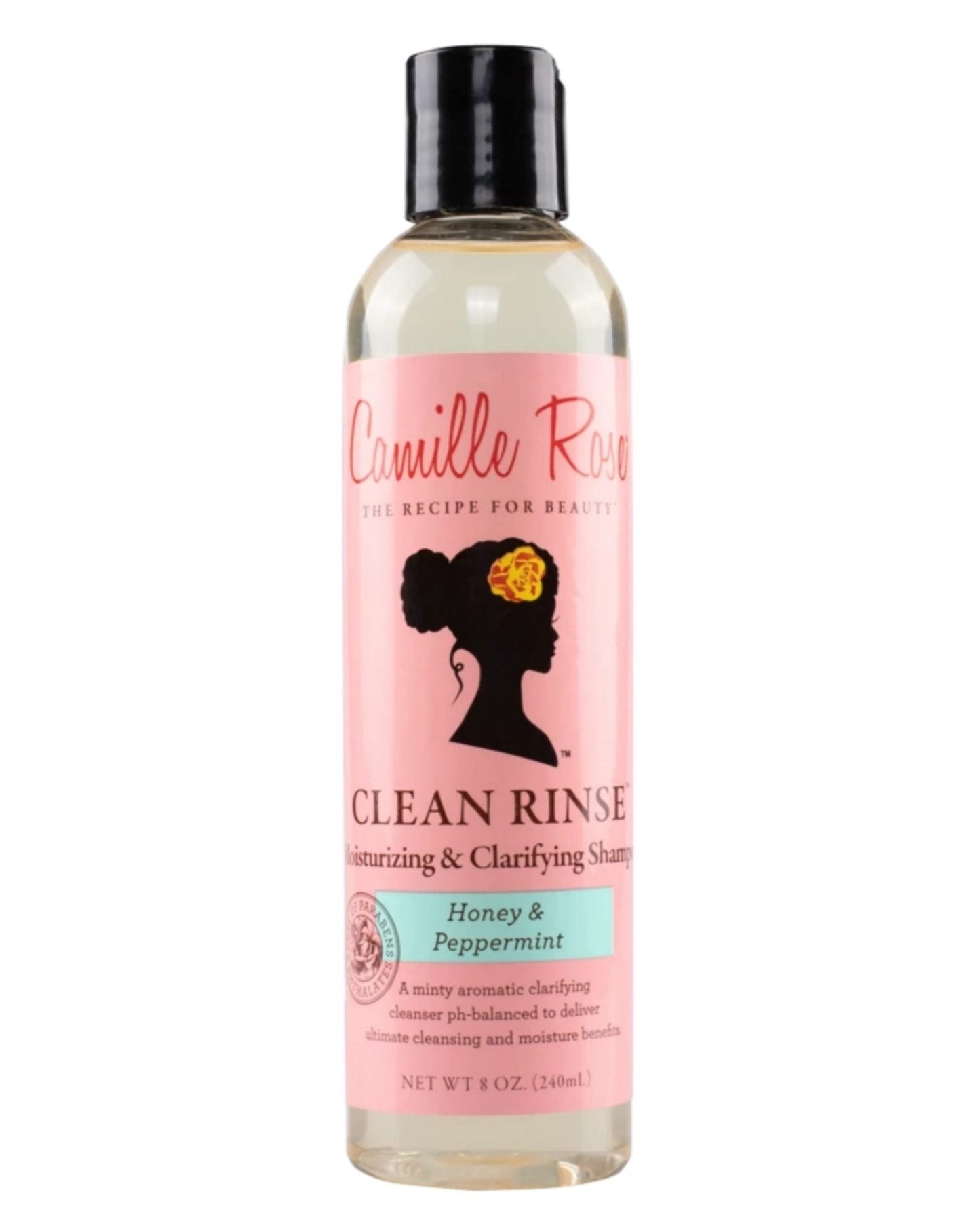 Camille Rose Clean Rinse Moisturizing & Clarifying Shampoo - Honey & Peppermint 8 Oz