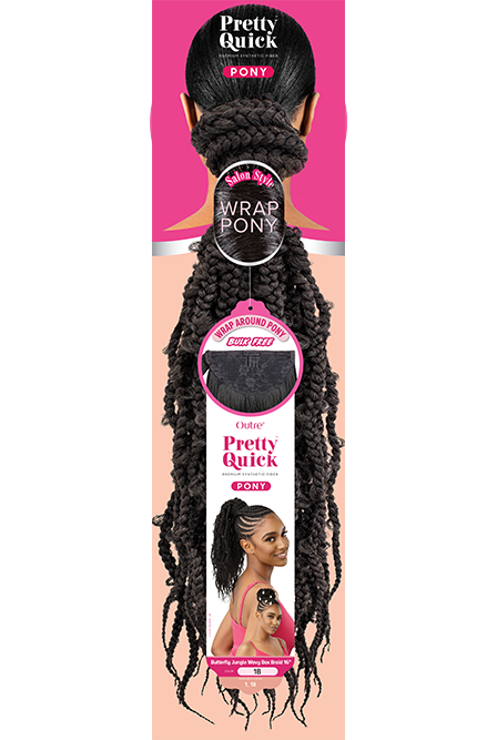 Outre Pretty Quick Wrap Pony - Butterfly Jungle Wavy Box Braid 16″