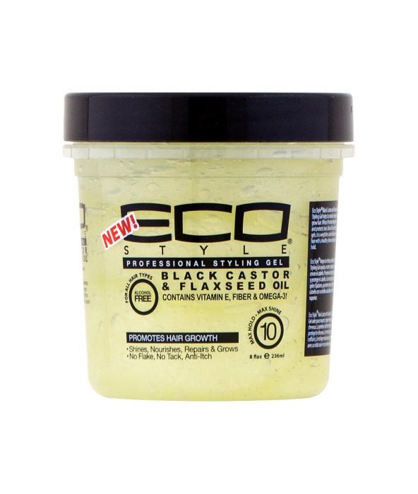 Eco Style Professional Styling Gel Black Castor & Flaxseed Oil Max Hold