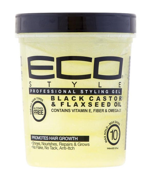 Eco Style Professional Styling Gel Black Castor & Flaxseed Oil Max Hold